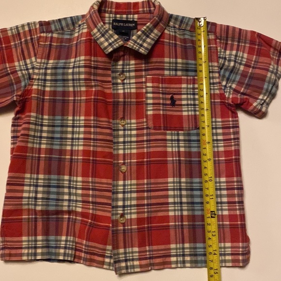 Nice! RALPH LAUREN PLAID POLO RED BLUE SHIRT SHORT SLEEVE BUTTON-DOWN SIZE 4T - Picture 7 of 10